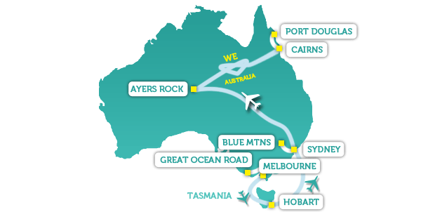 Wycieczka Australia 17 dni mapa